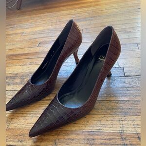 Beautiful Stuart Weitzman Dark Brown Leather Heels Size 9.5